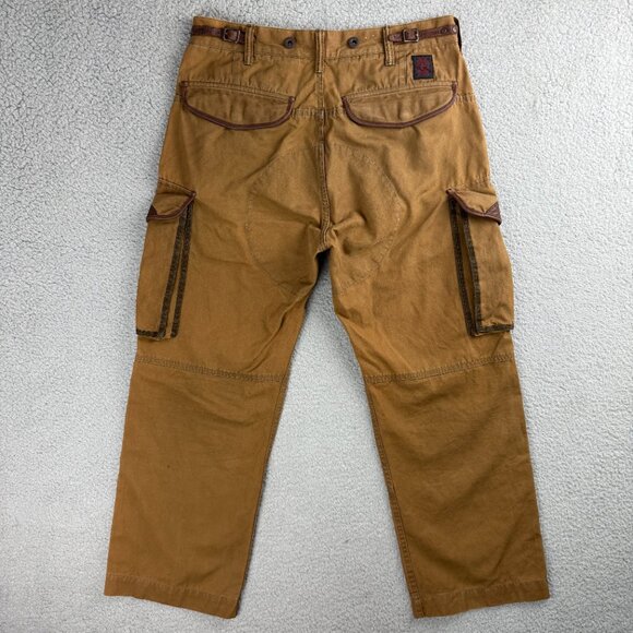 Double RL RRL Pants Men 30 Brown Paratrooper Military Cargo Ralph Lauren VTG Y2K - Picture 2 of 11